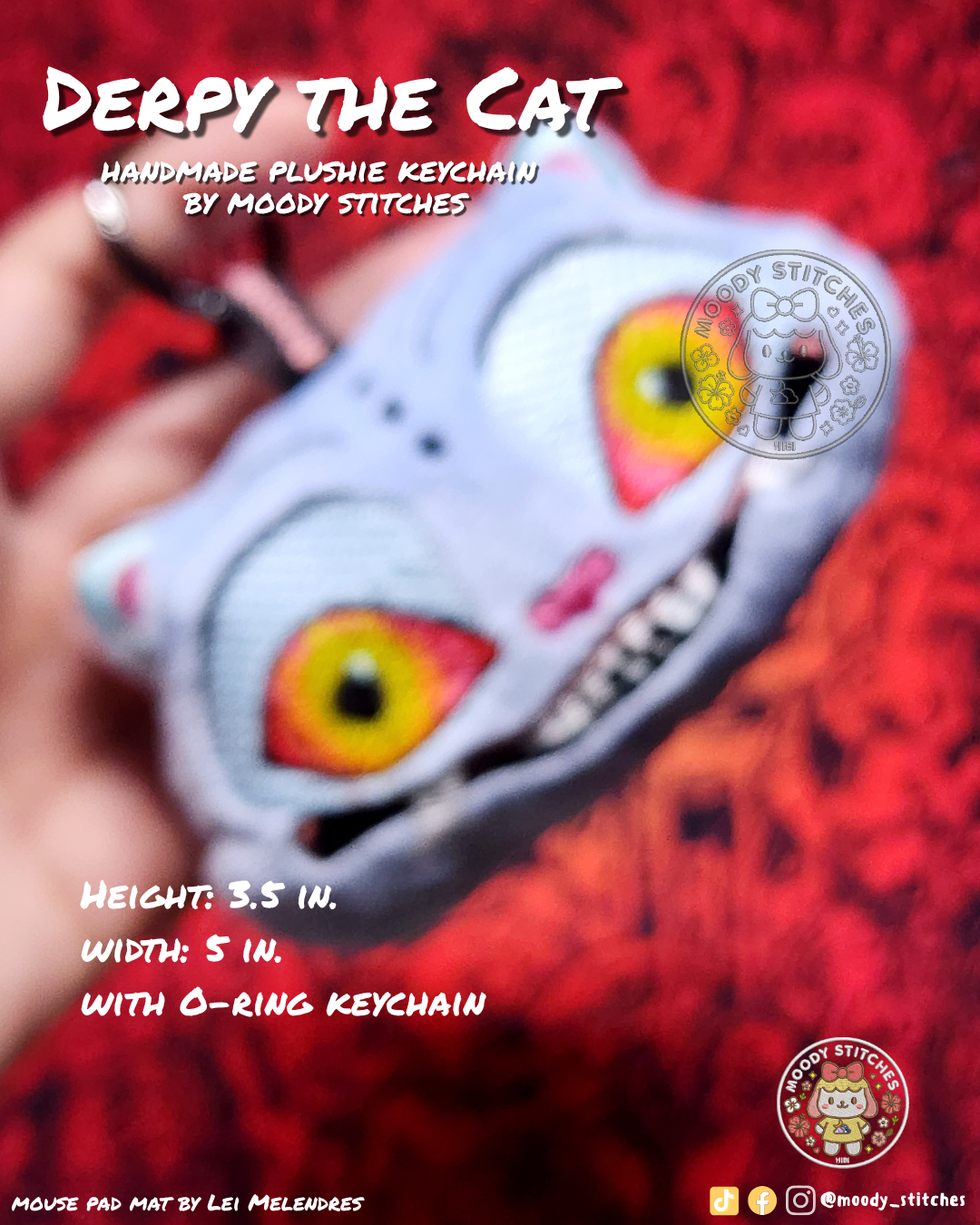 Silly Blue Tiger Handmade Plushie Keychain!