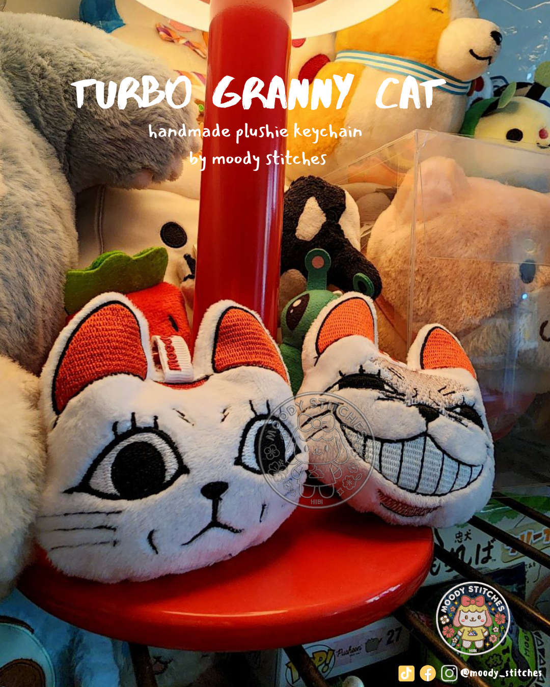 Granny Cat Plushie Keychain