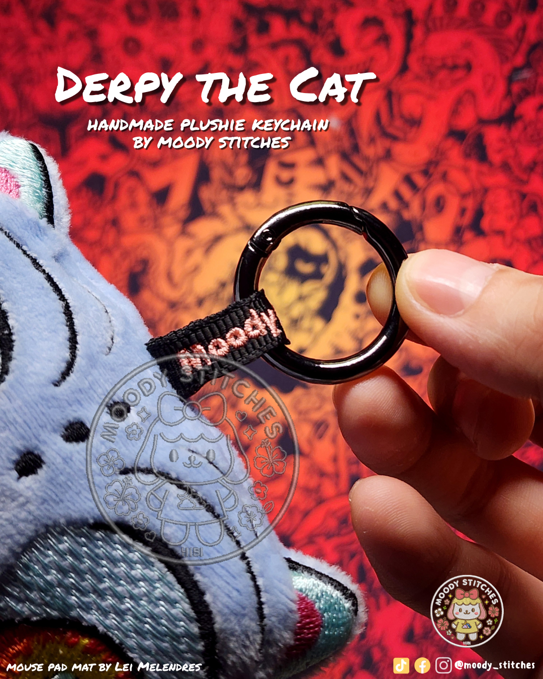 Silly Blue Tiger Handmade Plushie Keychain!